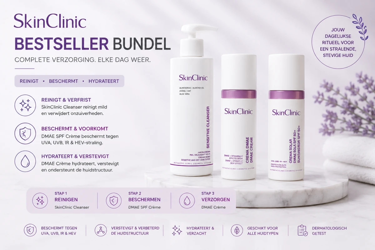 SkinClinic Bestseller Bundel | Cleanser, DMAE SPF 45 & DMAE Cream
