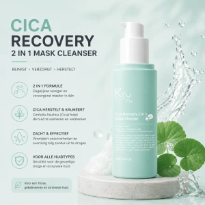 KRX Aesthetics Cica 2 in 1 Mask Cleanser 200 ml – Kalmerende Gezichtsreiniger & Masker voor Alle Huidtypen.  Met Centella Asiatica voor Gevoelige, Beschadigde en Gestreste Huid