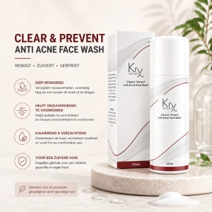 KRX Aesthetics Clear & Prevent Anti Acne Face Wash 100 ml – Anti-Acne Gezichtsreiniger tegen Puistjes en Onzuiverheden