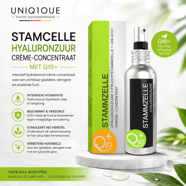 UNIQ10UE Stamcelcrème 35 ml met Q10 & Hyaluronzuur – Intensieve Anti-Aging Gezichtscrème voor Huidversteviging en Hydratatie