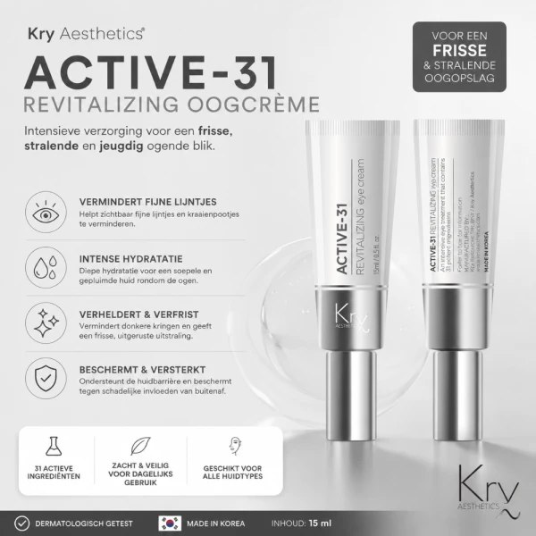 KRX Active 31 Intensive Revitalizing Eye Cream 15 ml – Verzorgende Koreaanse Oogcrème tegen Donkere Kringen en Fijne Lijntjes