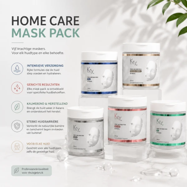 KRX Home Care Mask – 20 Vliesmaskers in 1 Pot voor Intensieve Hydratatie en Verzorging