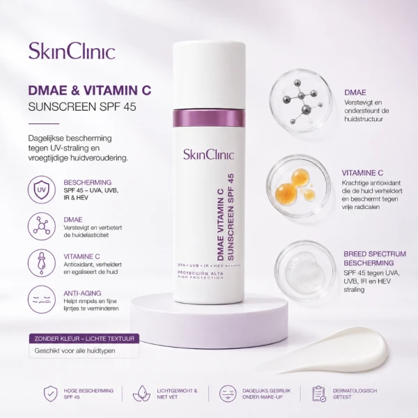 SkinClinic DMAE Crème SPF 45 – Verstevigende Anti-Aging Dagcrème met SPF 45 en Liftend Effect
