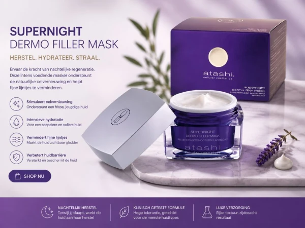 Atashi Supernight Dermo Filler Mask 50 ml – Intensief Anti-Aging Nachtmasker met Filler Effect