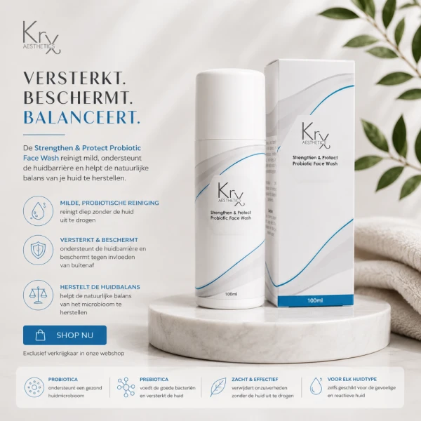 KRX Aesthetics Strengthen & Protect Probiotic Face Wash 100 ml – Probiotische Gezichtsreiniger voor een Sterke Huidbarrière.